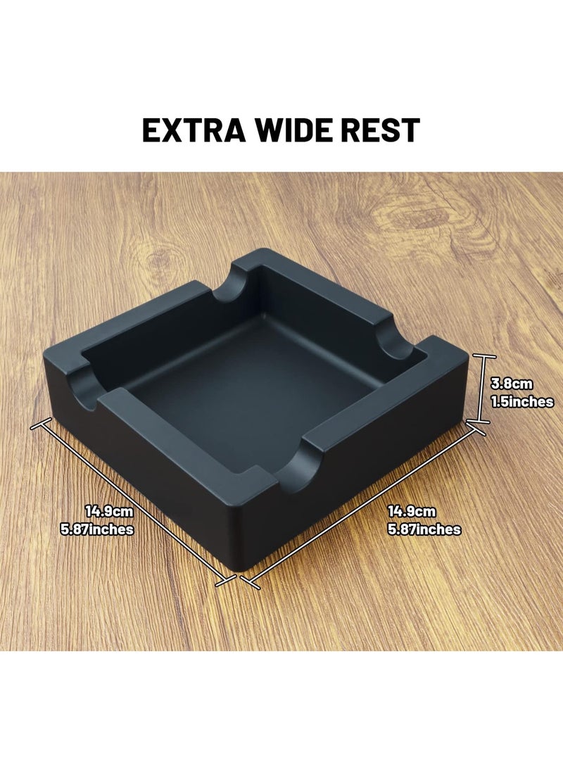 الرماد السيجار في الهواء الطلق غير قابل للكسر الحلقة الكبيرة مقياس السيليكون الرماد للفناء / خارج / داخلي / ديكور المنزل مع 4 الراحة حامل السيجار الرماد علبة الحد الأدنى - Image 2